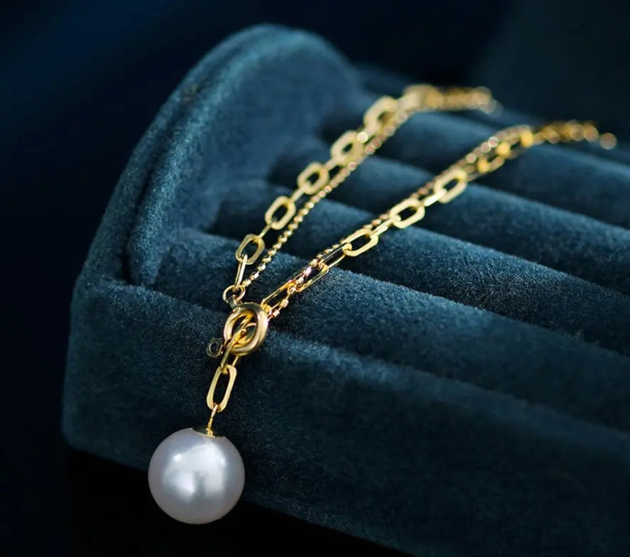 9mm Akoya Pearl Bracelet - 18K Cuba Chain Design Etsy