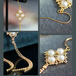 18K Yellow Gold  Natural Akoya Pearl from Japan Earrings, Handmade White Pink Pearl Tassel Earrings, Anniversary Gift Idea for Her Etsy