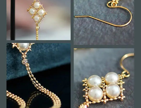 18K Yellow Gold  Natural Akoya Pearl from Japan Earrings, Handmade White Pink Pearl Tassel Earrings, Anniversary Gift Idea for Her Etsy