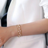 4-5mm Natural Japan Akoya Pearl Bracelets 18k Solid Yellow Gold High Luster White Pink Pearl Lace Bracelets, Anniversary Gift Idea Etsy