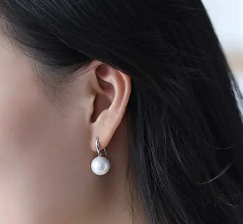 12-13mm Natural High Luster White Pearl Earrings Handmade 18k Solid White Gold Akoya Pearl Drop Earrings, Anniversary Gift Idea Etsy