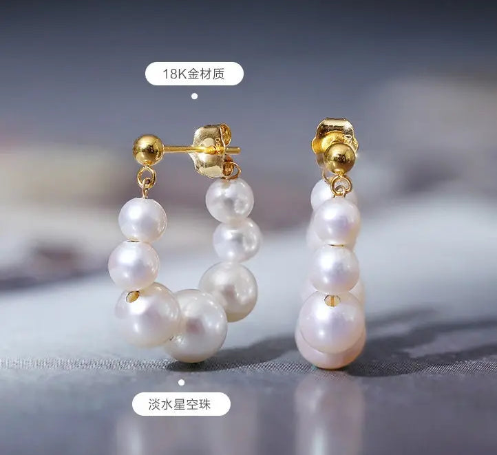 3-7mm Natural High Luster White Pink Pearl Hollow out Earrings 18k Solid Yellow Gold Freshwater Bead Pearl Earrings, Anniversary Gift Idea Etsy