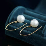 12mm Freshwater White Pearl Earrings in 14K Yellow Gold Etsy