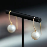 12mm Freshwater White Pearl Earrings in 14K Yellow Gold Etsy