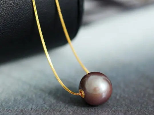 12-13mm High Luster Pink Purple Pearl Necklace - 18K Yellow Gold Etsy