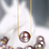 12-13mm High Luster Pink Purple Pearl Necklace - 18K Yellow Gold Etsy