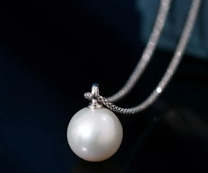 15mm High Luster White Pearl Necklace - Silver 925 Etsy