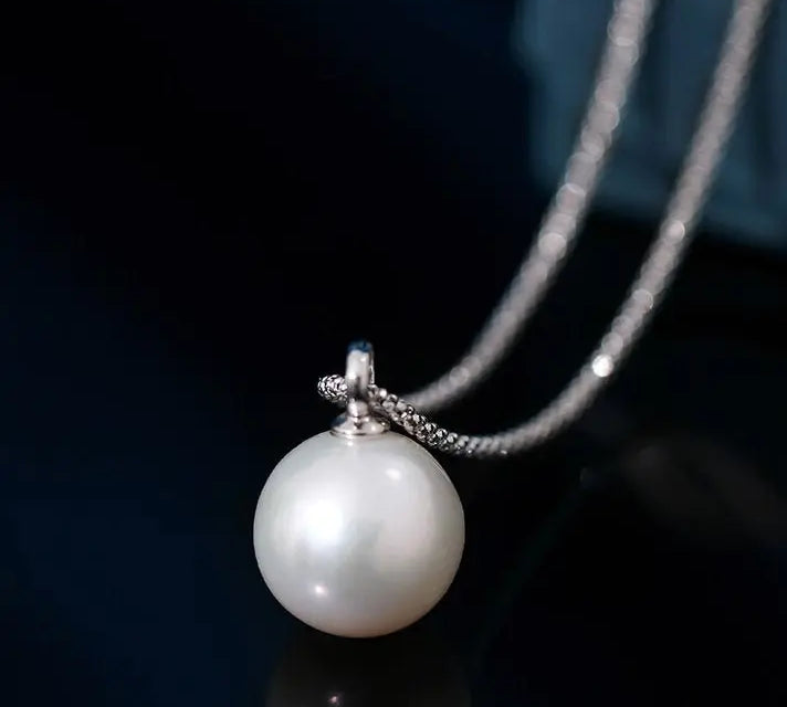 15mm High Luster White Pearl Necklace - Silver 925 Etsy