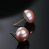 11mm Natural High Luster Colorful Mabe Pearls Earrings 18k Solid Yellow Gold Pearl Earrings, Anniversary Gift Idea, Gift for Mom Idea Etsy