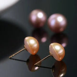 11mm Natural High Luster Colorful Mabe Pearls Earrings 18k Solid Yellow Gold Pearl Earrings, Anniversary Gift Idea, Gift for Mom Idea Etsy