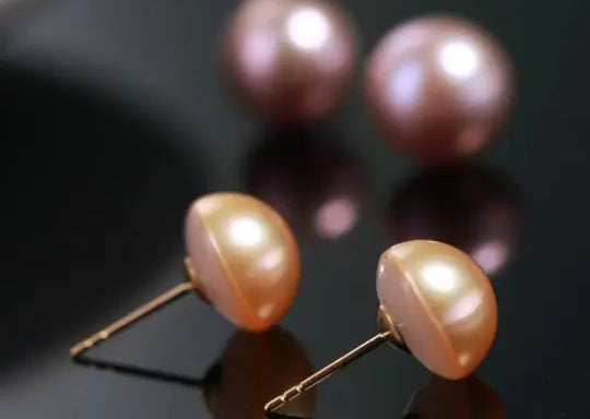 11mm Natural High Luster Colorful Mabe Pearls Earrings 18k Solid Yellow Gold Pearl Earrings, Anniversary Gift Idea, Gift for Mom Idea Etsy