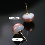11mm Natural High Luster Colorful Mabe Pearls Earrings 18k Solid Yellow Gold Pearl Earrings, Anniversary Gift Idea, Gift for Mom Idea Etsy