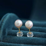 5A+ Natural High Luster White Pink Pearl 18K Earrings, 18k Solid Yellow Gold Akoya Pearl Stud Earrings, Anniversary Gift Idea Etsy