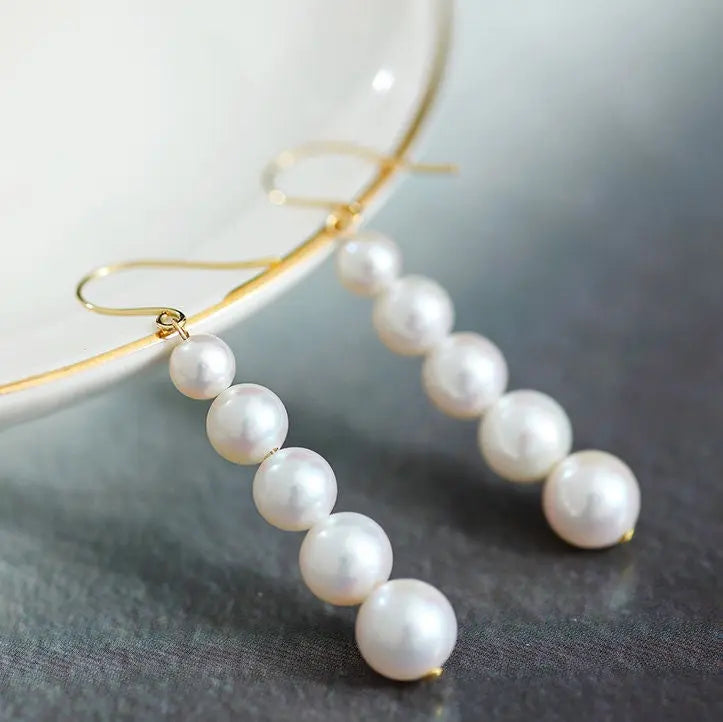 Akoya Pearl Hook Earrings - 18K Yellow Gold Etsy