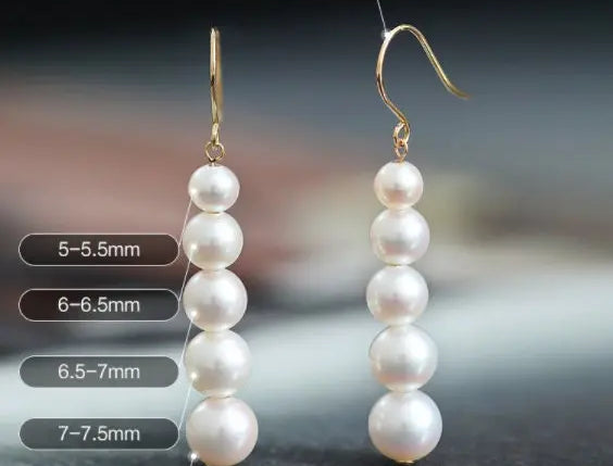 Akoya Pearl Hook Earrings - 18K Yellow Gold Etsy