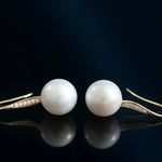 18k Solid Yellow Gold & 13mm Natural White Pearl Earrings, 5A+ Freshwater White Pearl Earrings, Anniversary Gift Idea for Mom Etsy