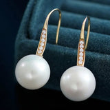 18k Solid Yellow Gold & 13mm Natural White Pearl Earrings, 5A+ Freshwater White Pearl Earrings, Anniversary Gift Idea for Mom Etsy