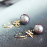 11-12mm Natural High Luster Pink Purple Pearl Earrings 18k Solid Yellow Gold Pearl Earrings, Pink Pearl Earrings, Gift Idea, Gift for Mom Etsy