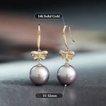 11-12mm Natural High Luster Pink Purple Pearl Earrings 18k Solid Yellow Gold Pearl Earrings, Pink Pearl Earrings, Gift Idea, Gift for Mom Etsy