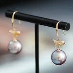 11-12mm Natural High Luster Pink Purple Pearl Earrings 18k Solid Yellow Gold Pearl Earrings, Pink Pearl Earrings, Gift Idea, Gift for Mom Etsy