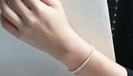 18K Yellow Gold 4-5mm Natural High Luster Pearl Two Layer Bracelets, Handmade Bracelets, Anniversary Gift Idea, Gift for Mom Etsy