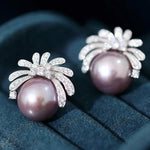 11-12mm Natural High Luster Purple Pearl Earrings 925 Silver Firework Earrings, Edison Pearl Earrings, Anniversary Gift Idea, Gift for Mom Etsy