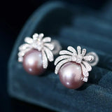 11-12mm Natural High Luster Purple Pearl Earrings 925 Silver Firework Earrings, Edison Pearl Earrings, Anniversary Gift Idea, Gift for Mom Etsy