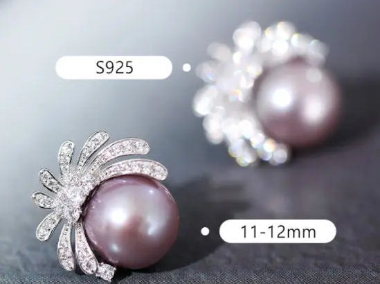 11-12mm Natural High Luster Purple Pearl Earrings 925 Silver Firework Earrings, Edison Pearl Earrings, Anniversary Gift Idea, Gift for Mom Etsy