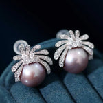 11-12mm Natural High Luster Purple Pearl Earrings 925 Silver Firework Earrings, Edison Pearl Earrings, Anniversary Gift Idea, Gift for Mom Etsy