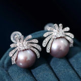 11-12mm Natural High Luster Purple Pearl Earrings 925 Silver Firework Earrings, Edison Pearl Earrings, Anniversary Gift Idea, Gift for Mom Etsy