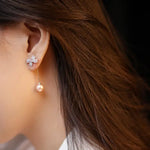 9mm Nude Pearl Silver Bowknot Earrings - Anniversary Etsy
