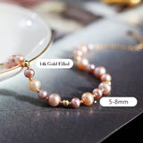 Mixed Colors Pearl 14k Gold Filled Beaded Pearl Bracelets, Natural Nude Colors Pearl Bracelets Etsy