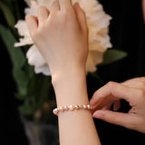 Mixed Colors Pearl 14k Gold Filled Beaded Pearl Bracelets, Natural Nude Colors Pearl Bracelets Etsy