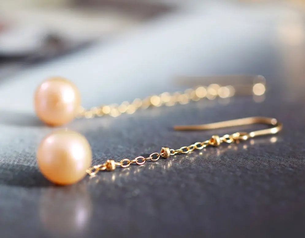 9mm High Luster Pearl Nude Color 18K Gold Filled Earrings Etsy