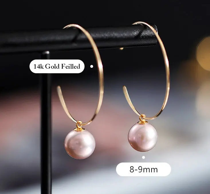 8-9mm Natural Nude Pearl Earrings - 14K Gold Filled Vanilla Pearls Etsy