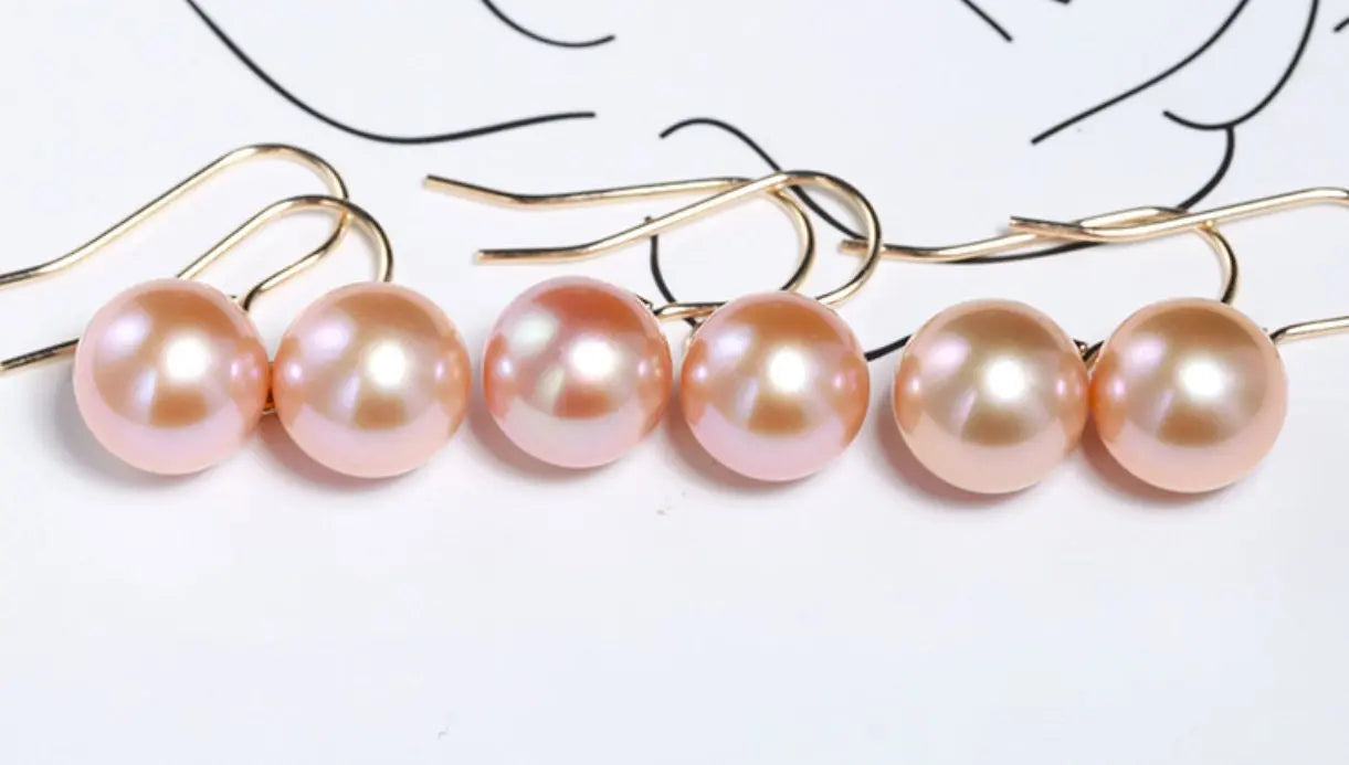 9-10mm High Luster Pearl Natural Nude Color Handmade 14k Gold Filled Earrings, Vanilla Pearl Earrings, Anniversary Gift Idea, Gift for Mon Etsy