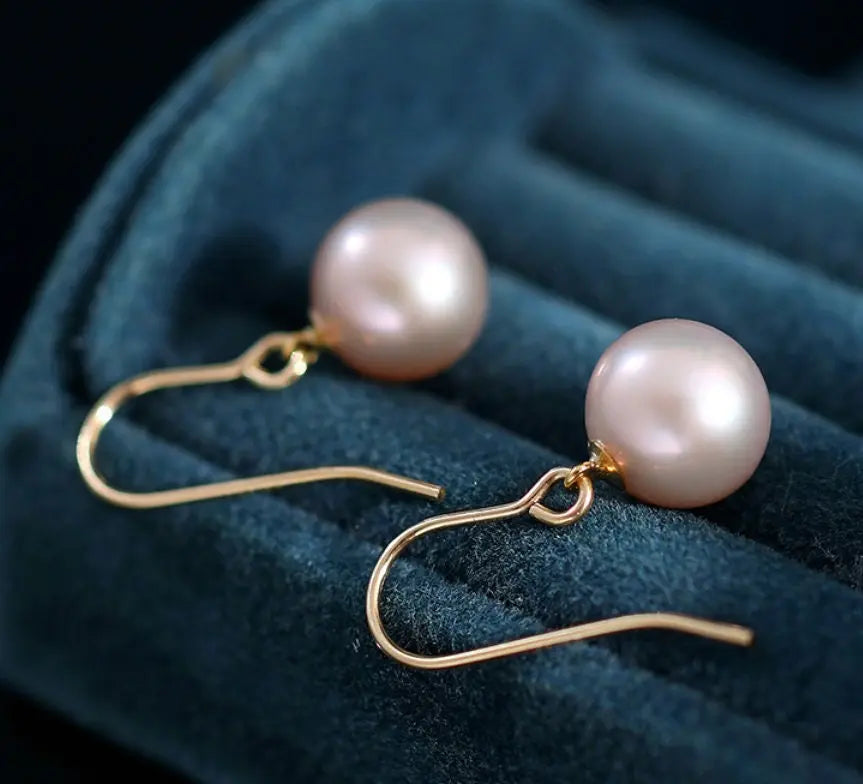 9-10mm High Luster Pearl Natural Nude Color Handmade 14k Gold Filled Earrings, Vanilla Pearl Earrings, Anniversary Gift Idea, Gift for Mon Etsy