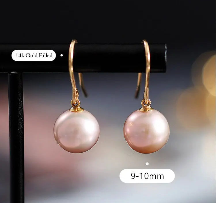 9-10mm High Luster Pearl Natural Nude Color Handmade 14k Gold Filled Earrings, Vanilla Pearl Earrings, Anniversary Gift Idea, Gift for Mon Etsy
