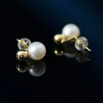 7-8mm Natural High Luster White Pearls Earrings, 18k Gold Plated Vermeil Stud Earrings, Golden Ball Earrings, Anniversary Gift Idea Etsy