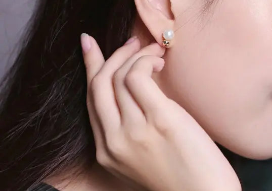 7-8mm Natural High Luster White Pearls Earrings, 18k Gold Plated Vermeil Stud Earrings, Golden Ball Earrings, Anniversary Gift Idea Etsy