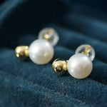 7-8mm Natural High Luster White Pearls Earrings, 18k Gold Plated Vermeil Stud Earrings, Golden Ball Earrings, Anniversary Gift Idea Etsy