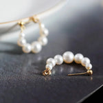 3-7mm Natural High Luster White Pearl Earrings Handmade 14k Yellow Gold Filled White Beaded Pearl Hoop Earrings, Gift Idea, Anniversary Idea Etsy