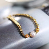 8-9mm Natural High Luster White Pearl Bracelets 14K Gold Filled Granulation Golden Bracelets, Gift for Her, Anniversary Gift Idea Etsy