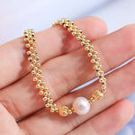 8-9mm Natural High Luster White Pearl Bracelets 14K Gold Filled Granulation Golden Bracelets, Gift for Her, Anniversary Gift Idea Etsy