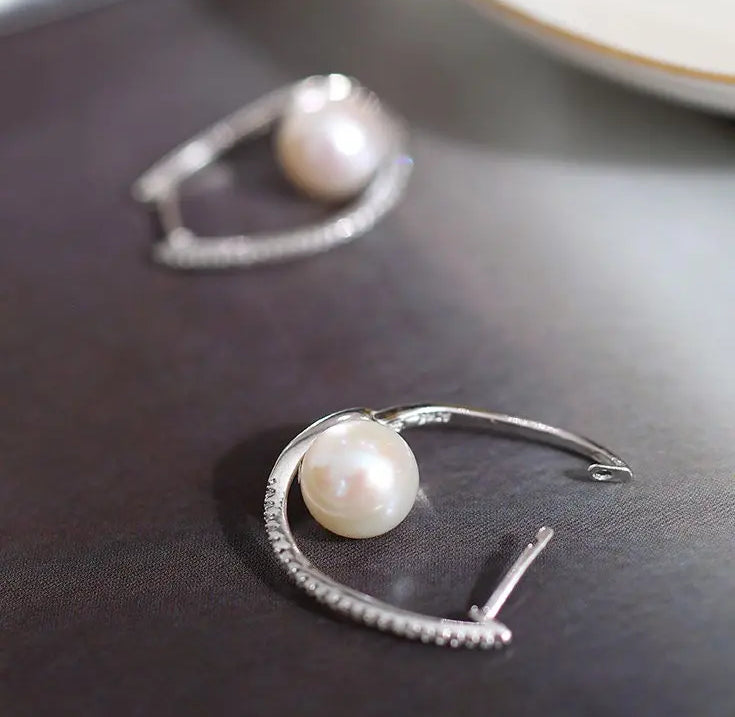 9-10mm Natural High Luster White Pink Pearl Hoop Earrings 925 Silver Earrings, Anniversary Gift Idea, Gift for Mom Etsy