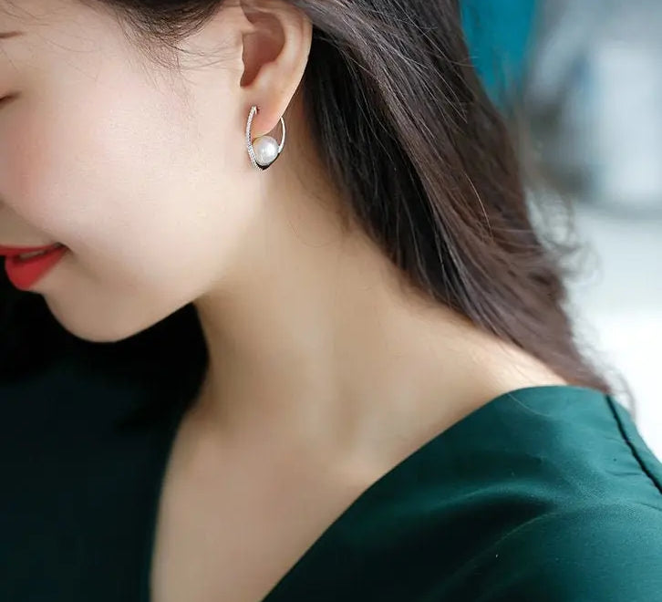 9-10mm Natural High Luster White Pink Pearl Hoop Earrings 925 Silver Earrings, Anniversary Gift Idea, Gift for Mom Etsy