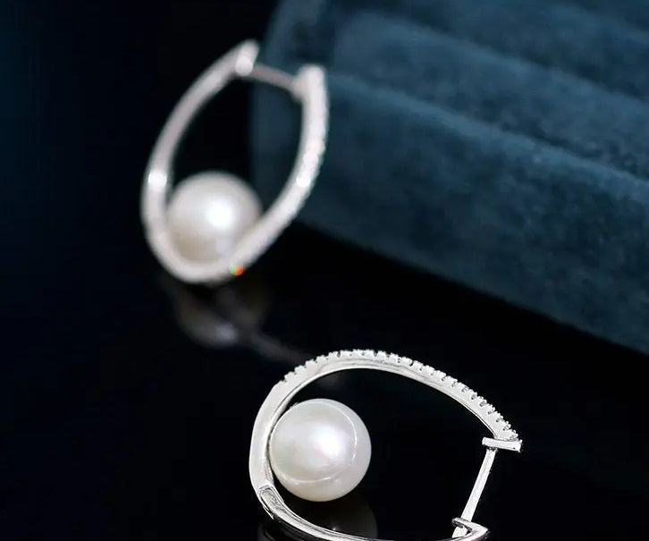 9-10mm Natural High Luster White Pink Pearl Hoop Earrings 925 Silver Earrings, Anniversary Gift Idea, Gift for Mom Etsy