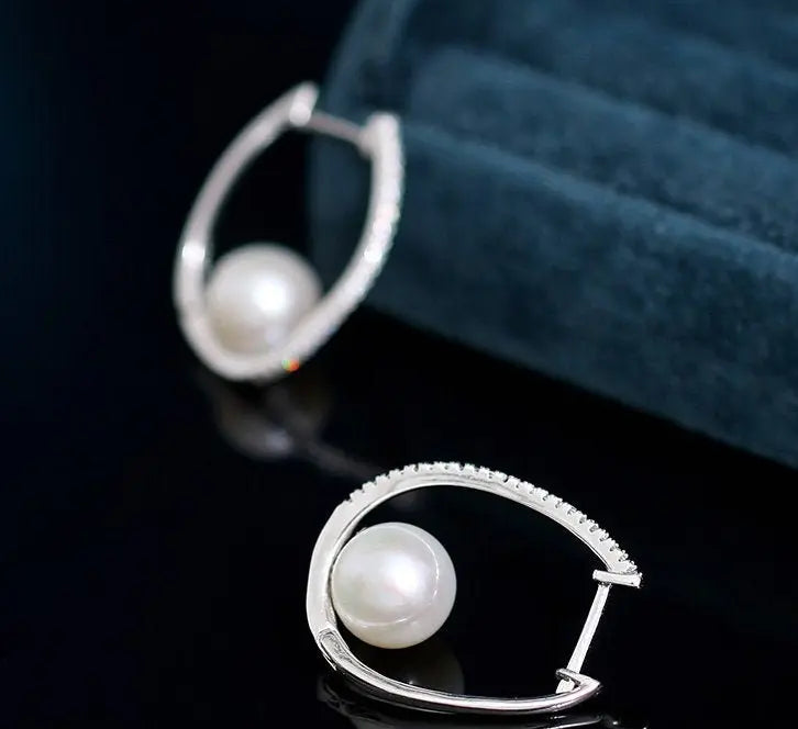 9-10mm Natural High Luster White Pink Pearl Hoop Earrings 925 Silver Earrings, Anniversary Gift Idea, Gift for Mom Etsy