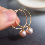 8-9mm High Luster Pearl Natural Nude Color Handmade 14k Gold Filled Earrings, Vanilla Pearl Earrings, Anniversary Gift Idea, Gift for Mon Etsy