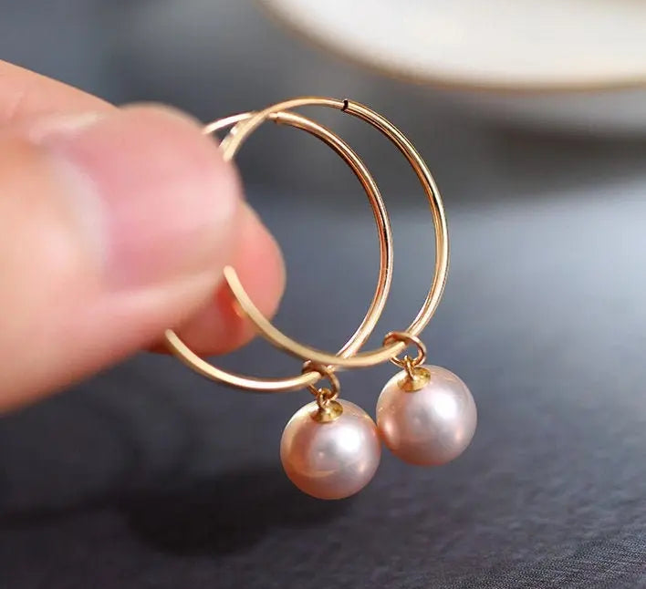 8-9mm High Luster Pearl Natural Nude Color Handmade 14k Gold Filled Earrings, Vanilla Pearl Earrings, Anniversary Gift Idea, Gift for Mon Etsy